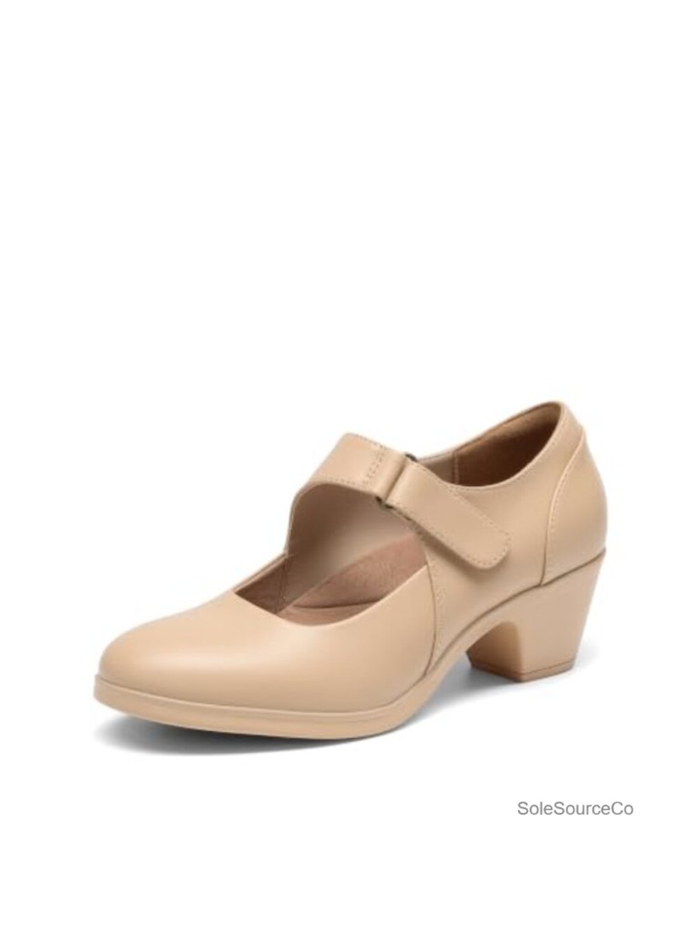 Mary Jane Block Heel Pumps, Faux Leather, Memory Foam, Size Up 1, Comfortable